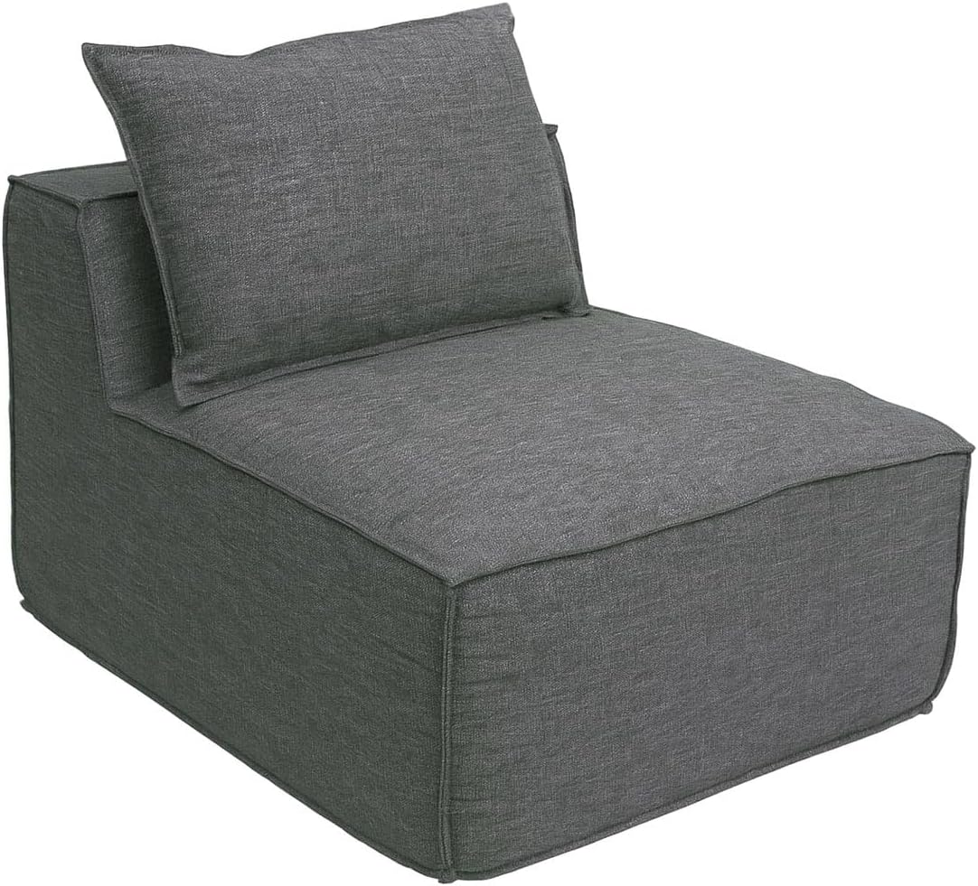 Mendler L-Sofa HWC-O54, Lounge-Couch mit Ottomane, erweiterbar modular rechts/Links, Stoff/Textil 63x270x190cm - dunkelgrau