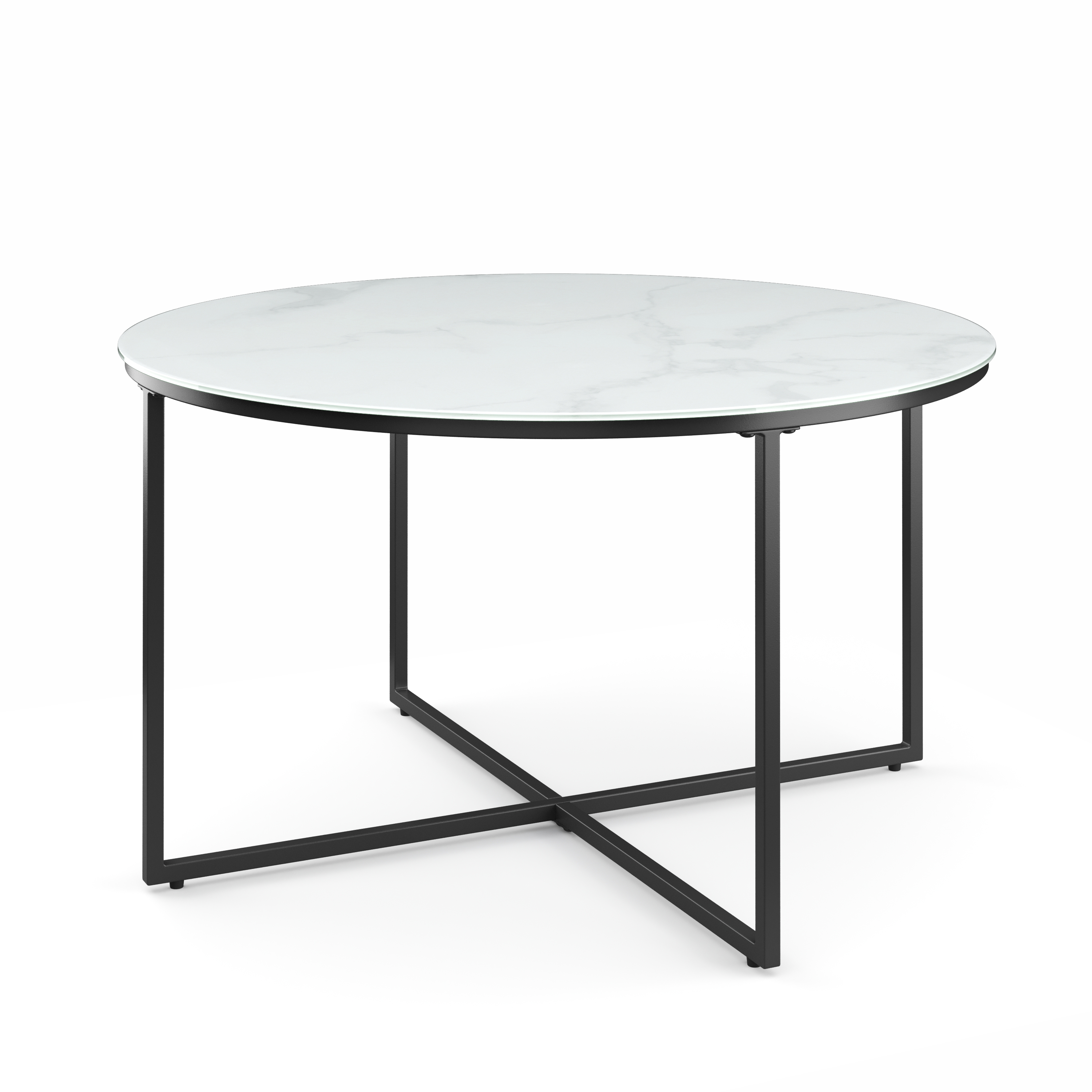 Beistelltisch Glas AMARA rund weiss/schwarz