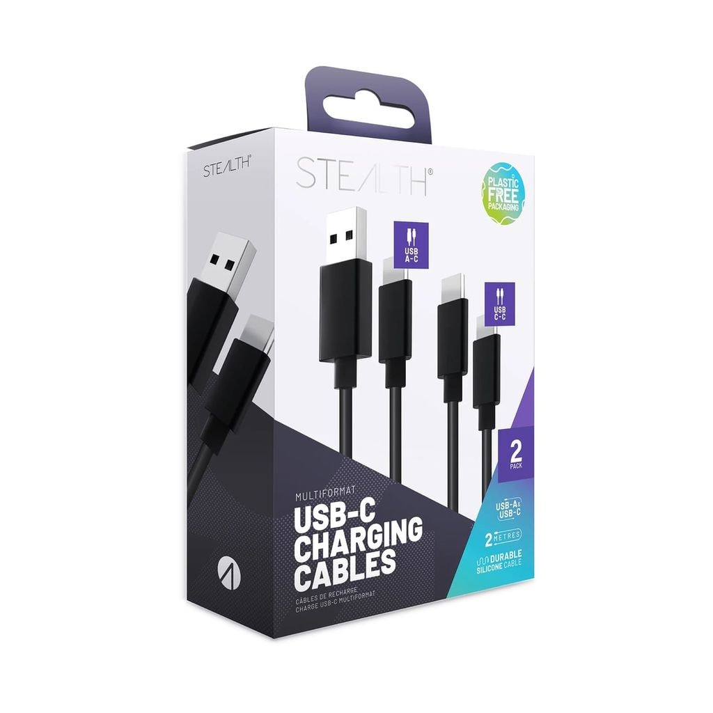 Stealth USB-Kabel »Silikon Ladekabel im Doppelpack je 2m (1x USB-A -> C & 1x USB-C -> C)« USB Typ A | USB-C 200 cm Flexibles Silikon