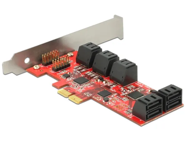 Delock - Lagringskontrol - 10 Kanal - SATA 6Gb/s - lavprofil - PCIe 2.0 x2