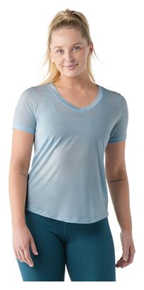 T-Shirt Manches Courtes SmartWool Active Ultralite V-Neck Short Sl Bleu Femme
