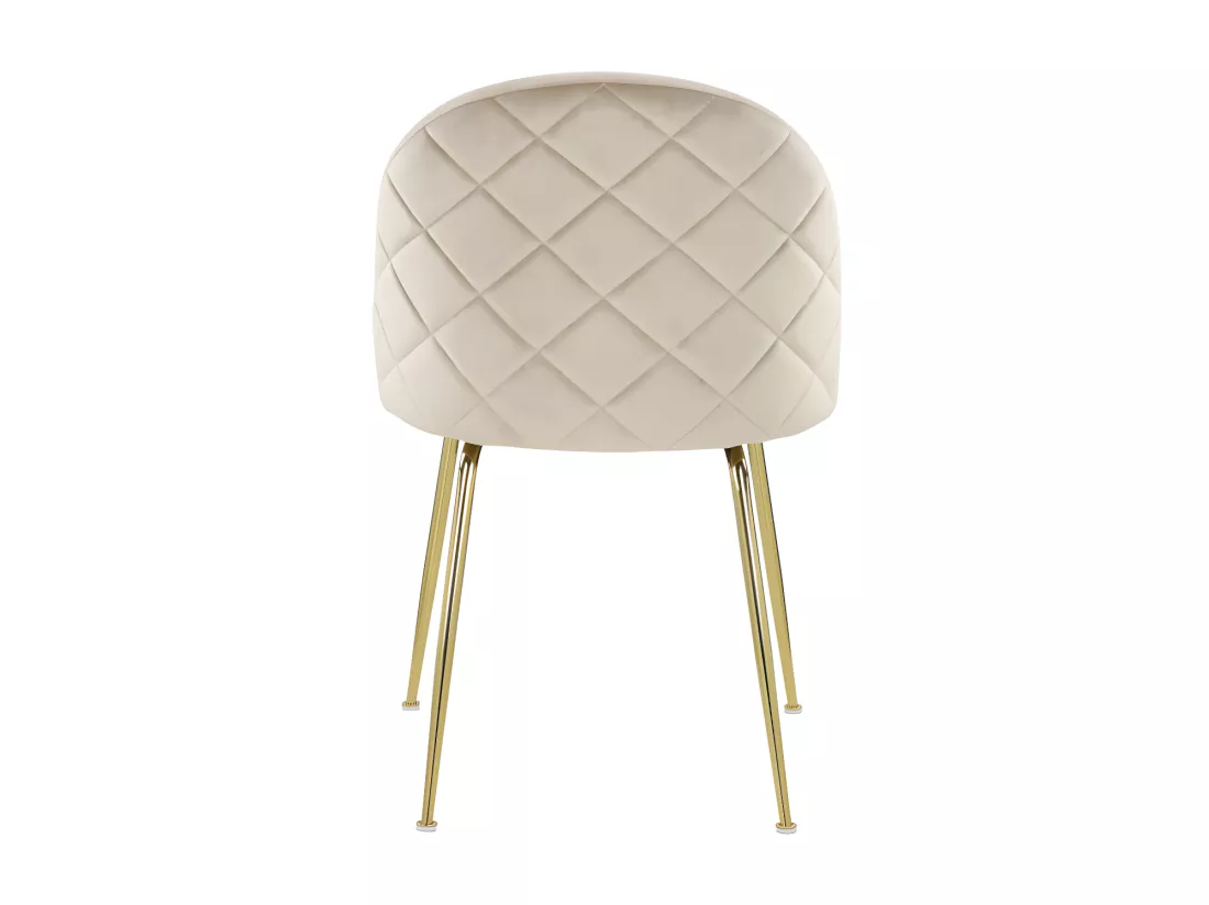 Lot de 6 chaises - Velours et acier inoxydable doré - Beige - MELBOURNE