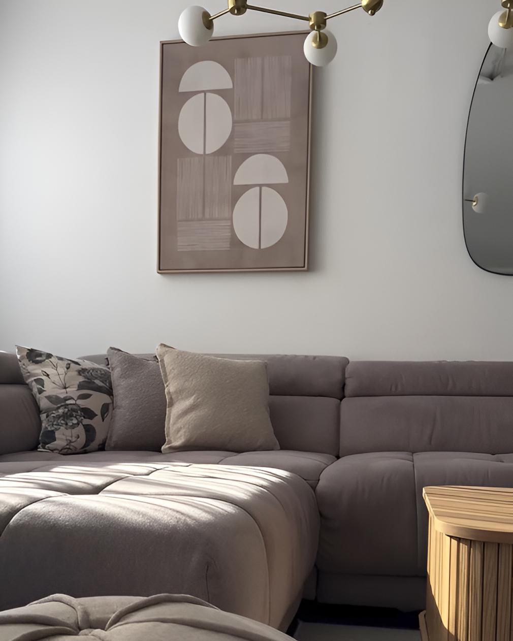 Canvas RACALE Abstract motief 63 x 93 cm Beige