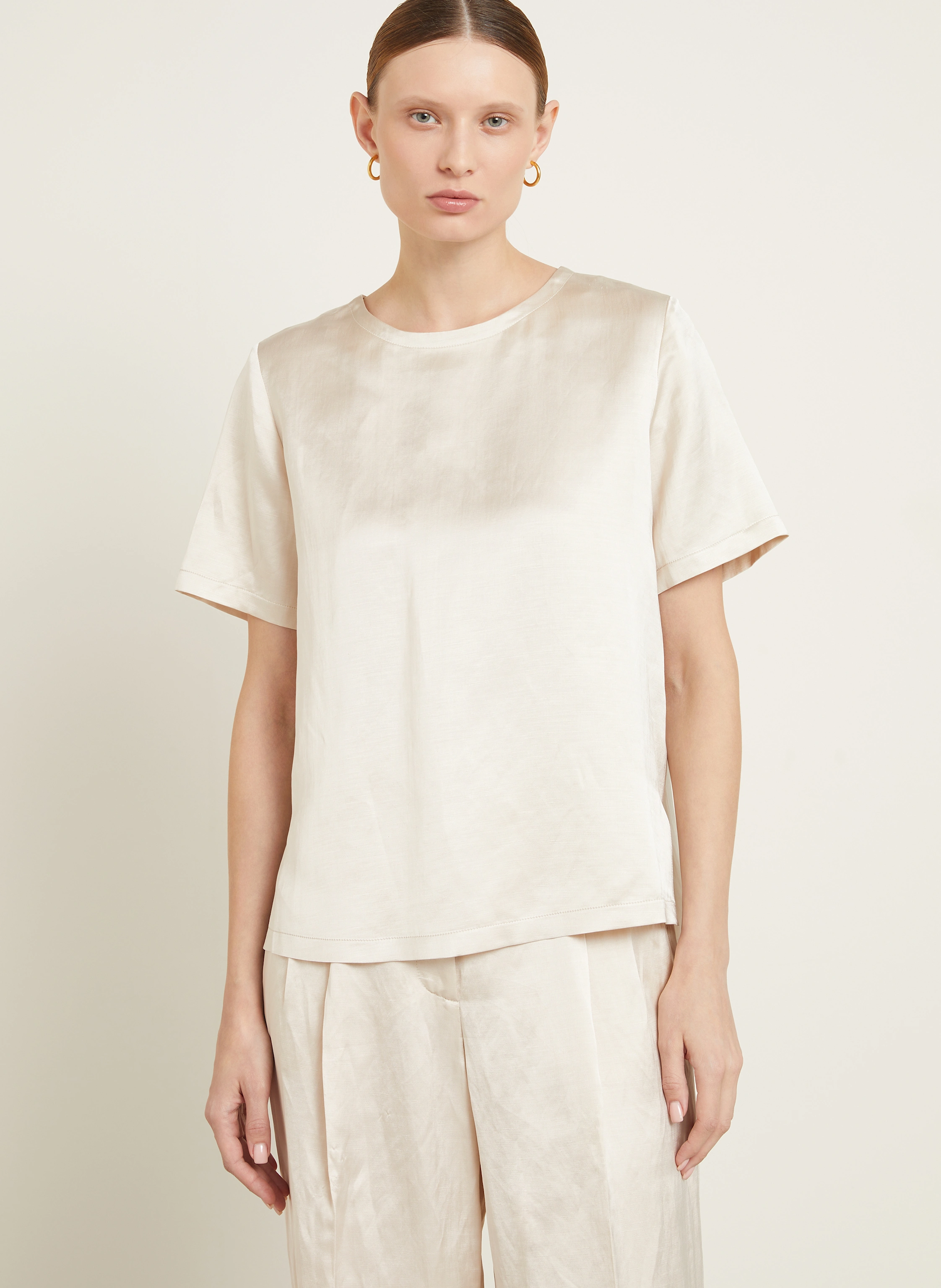IRIS von ARNIM Blusenshirt LUA aus Satin mit Leinen