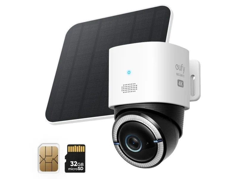 Eufy S330 - Netværksovervågningskamera - panonering / hældningsvinkel - udendørs - støvresistent/vandresistent - farve (Dag/nat) - 4K - audio - trådløs - WiFi - 4G