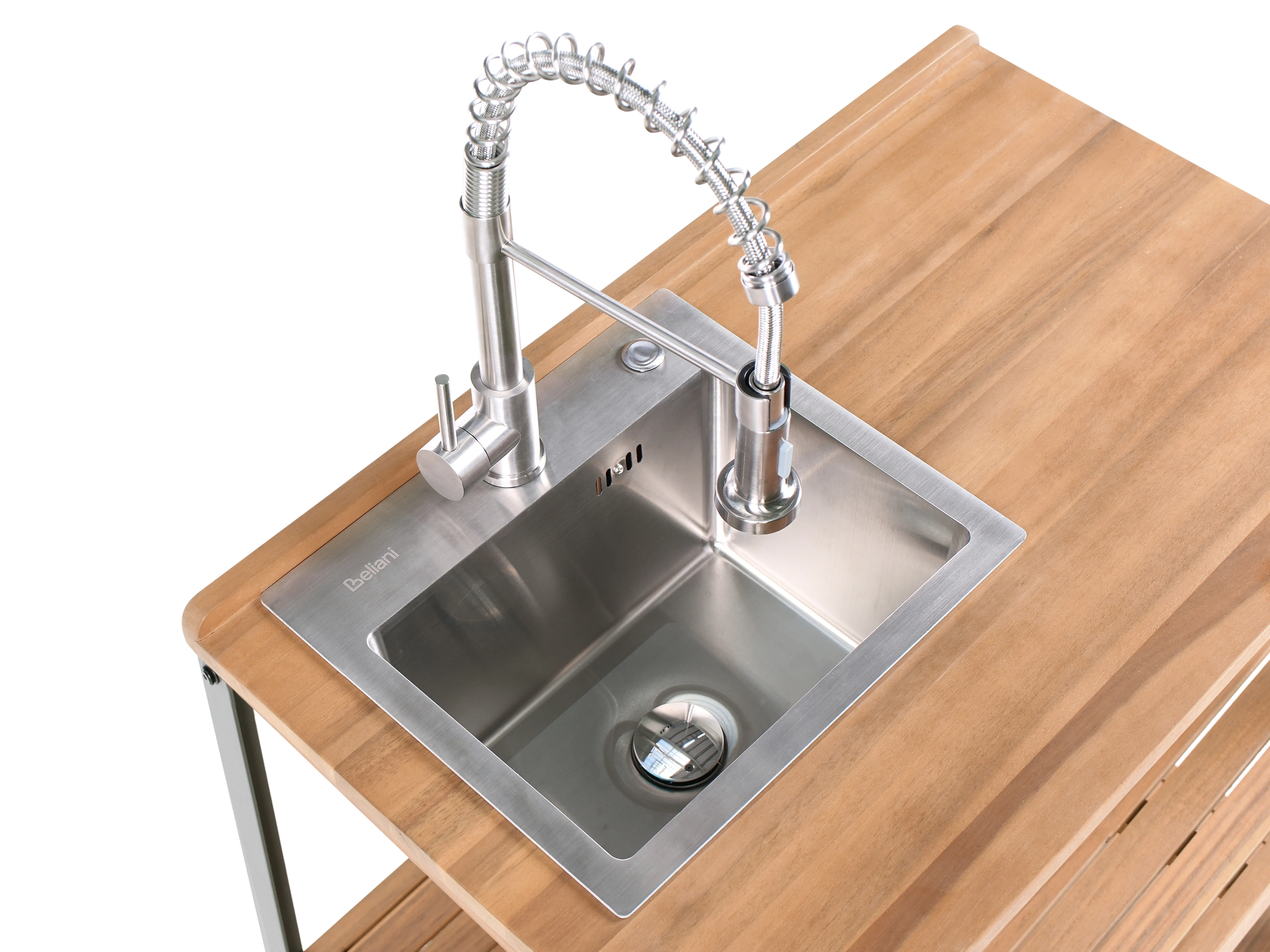 Tuin keukenset 3-delig met spoelbak IVREA Gecertificeerd acaciahout Bruin/zilver