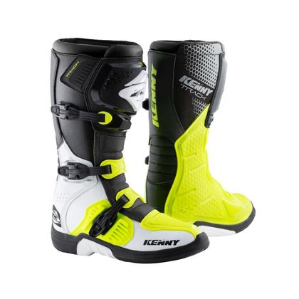 Bottes cross Kenny TRACK WHITE NEON YELLOW 2024 - Blanc / Jaune