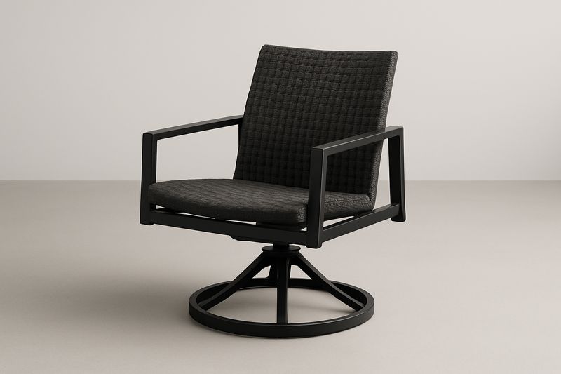 Outdoor-Drehsessel aus Aluminium mit Polyesterkissen, Dunkelgrau