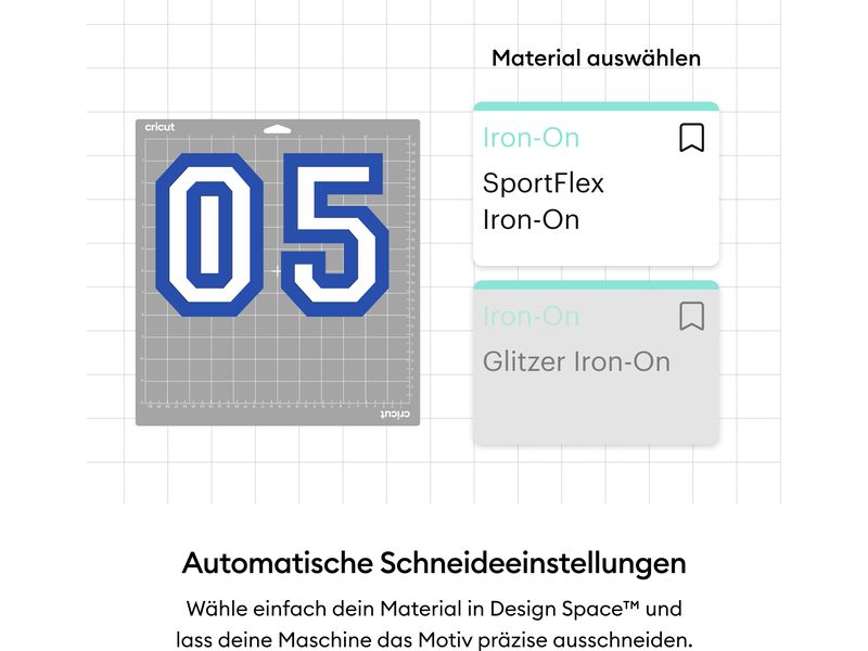 Cricut Aufbügelfolie Sportflex 30 x 61 cm, 1 Stück, Blau Hitzebeständige Vinylrolle