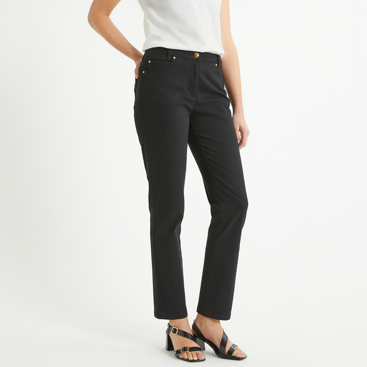 ANNE WEYBURN<br>Broek direito de 5 bolsos, em katoen elástico