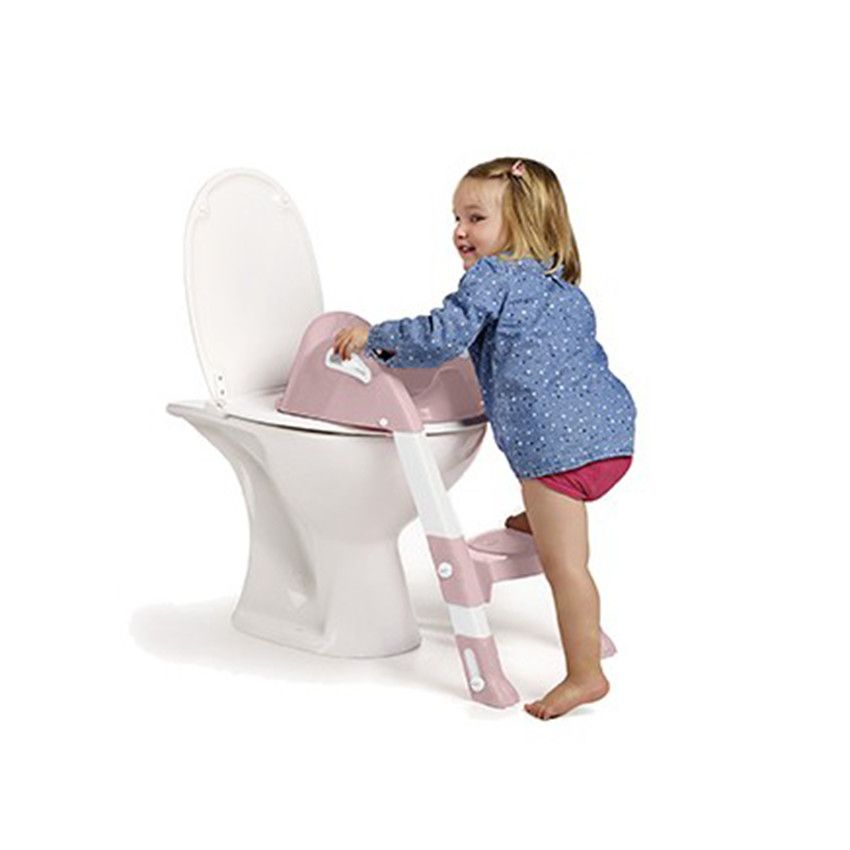 Réducteur de toilettes Kiddyloo - Rose poudré/Blanc - Ecru