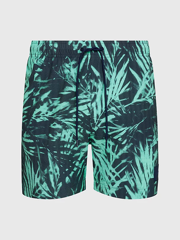 Calção de banho tamanho médio com cordão e estampa CK