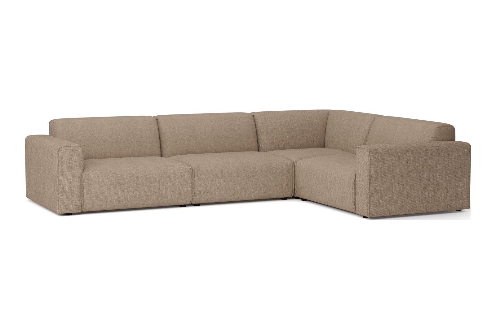 Monaco hjørnesofa 3/1,5 hjørnesofa. Tekstil Fjord 4 Antilope med sorte ben. Std komfort.