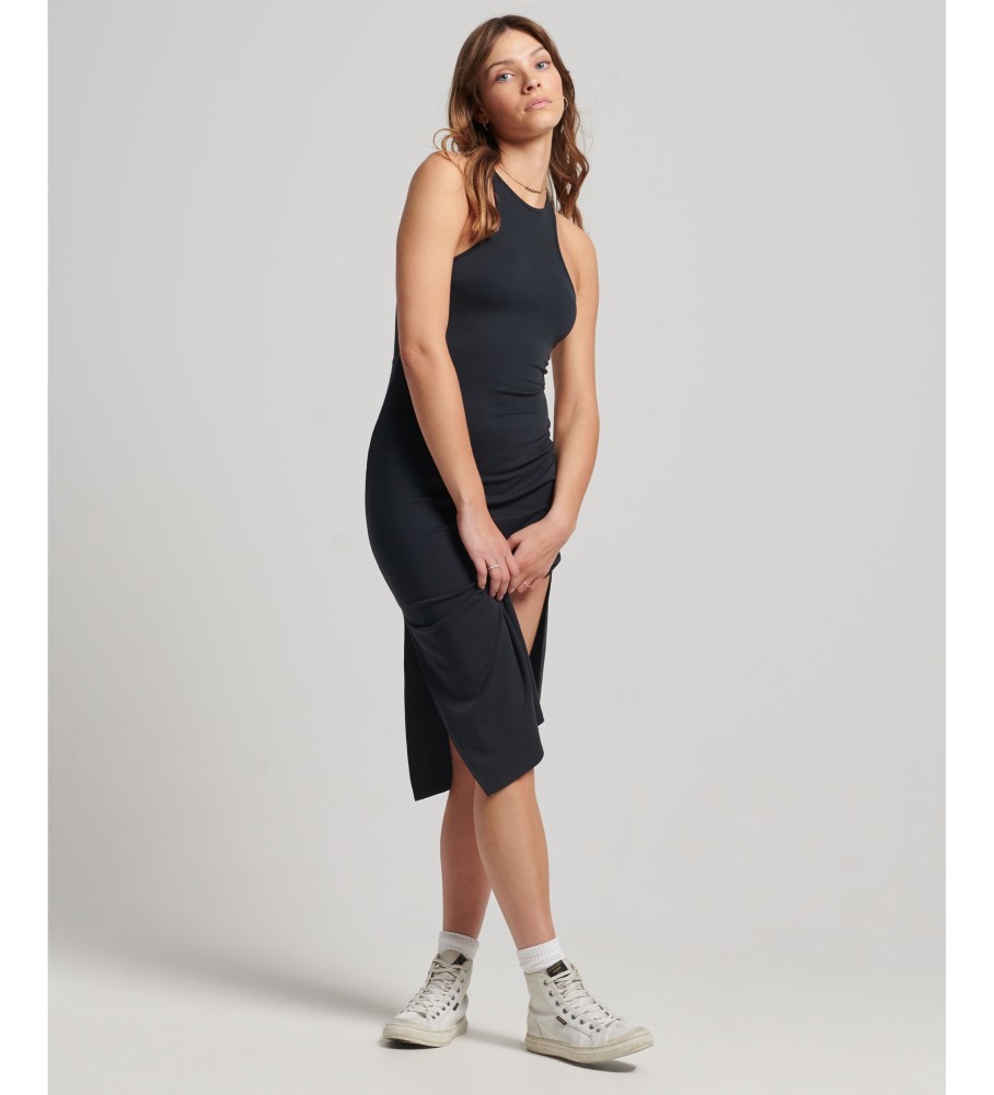 Vestido de malha preto com costas nadador da Superdry