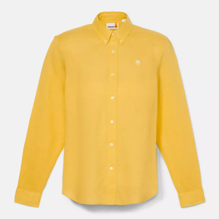 Chemise Lovell en lin et en coton pour homme en jaune clair