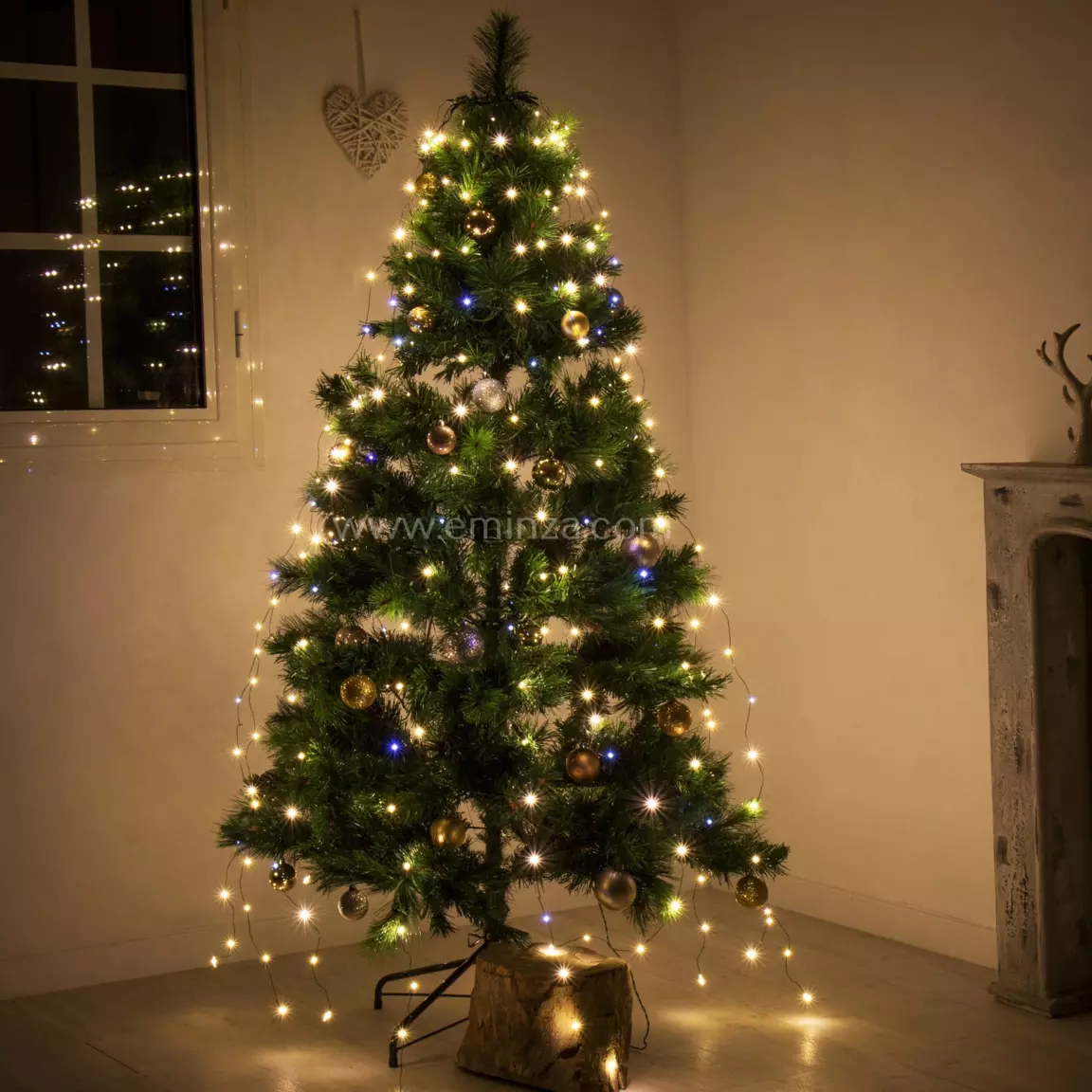 Rideau pour sapin H2,40 m 832 Micro LED Blanc chaud