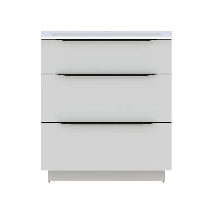 Meuble sous vasque à poser Pamili blanc mat 80 cm + plan vasque en résine blanc