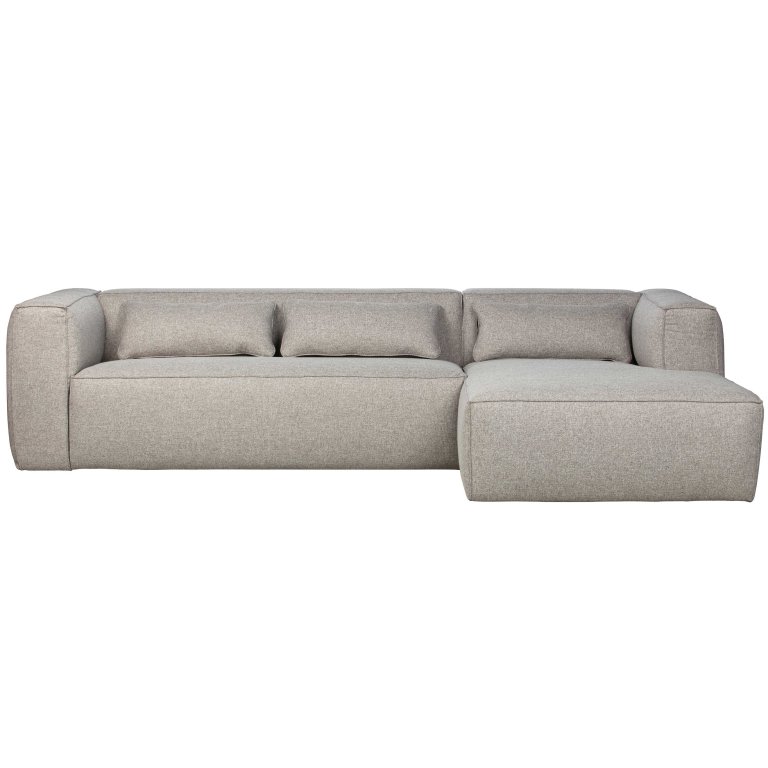 WOOOD Bean bank met chaise longue rechts lichtgrijs gemeleerd