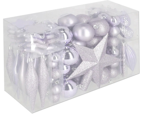 104 plastic kerstballen Lafiora mix paars