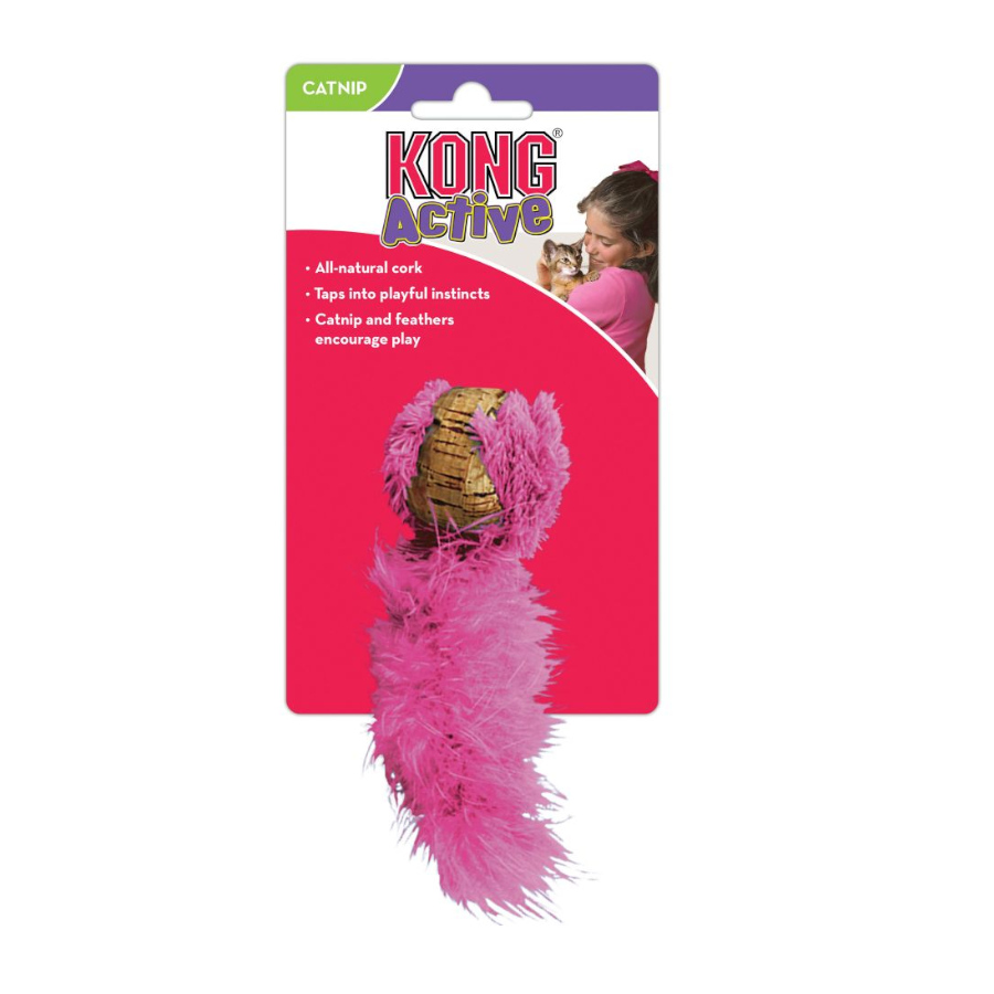 Bola de cortiça Kong com cauda de pena para gatos