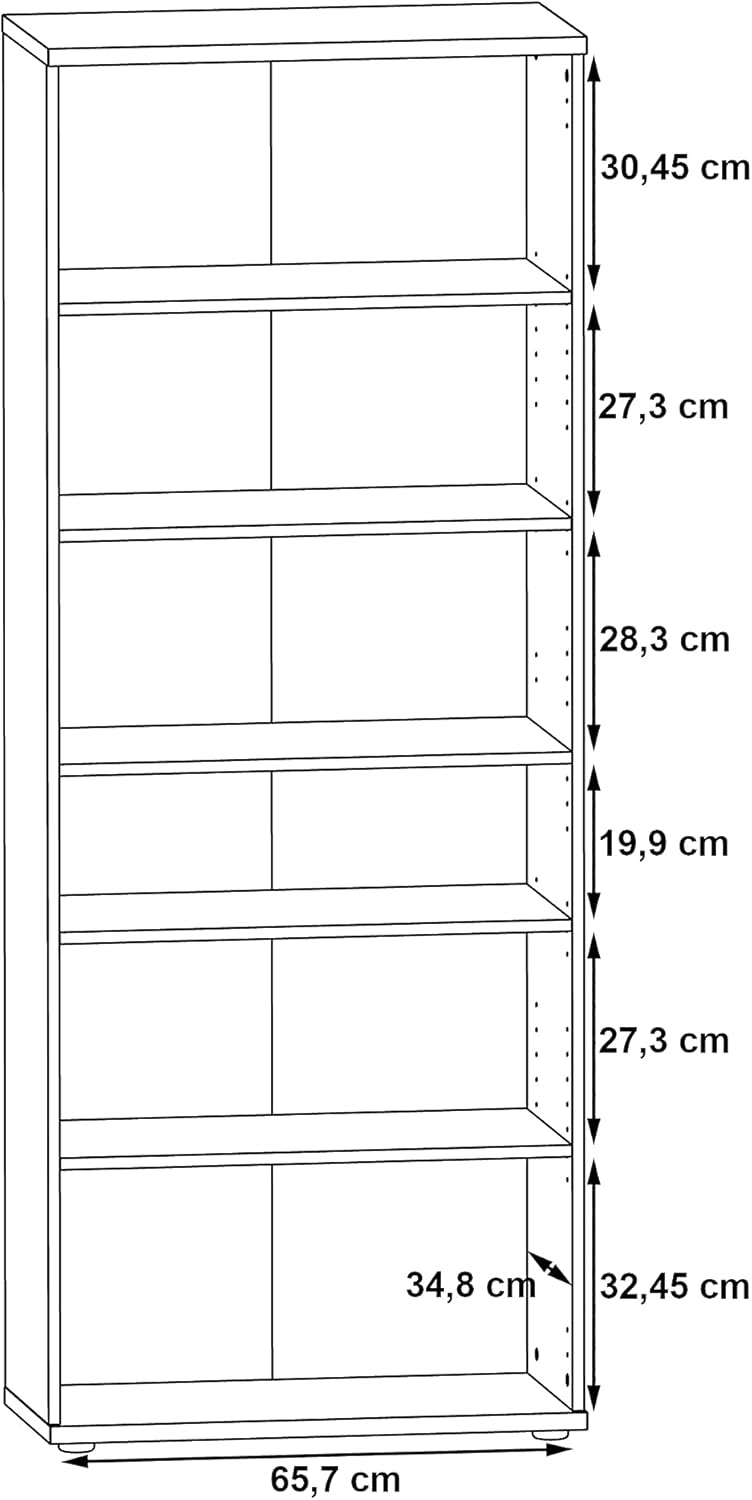 FORTE NET106 Schrank 70, Schuhschrank, Garderobenschrank, Abstellraum, Drehtürenschrank, 2-türig mit Einlegeböden, Weiß mit Holzdekor: Sonoma Eiche, 69 cm breit x 179 cm hoch x 35 cm tief