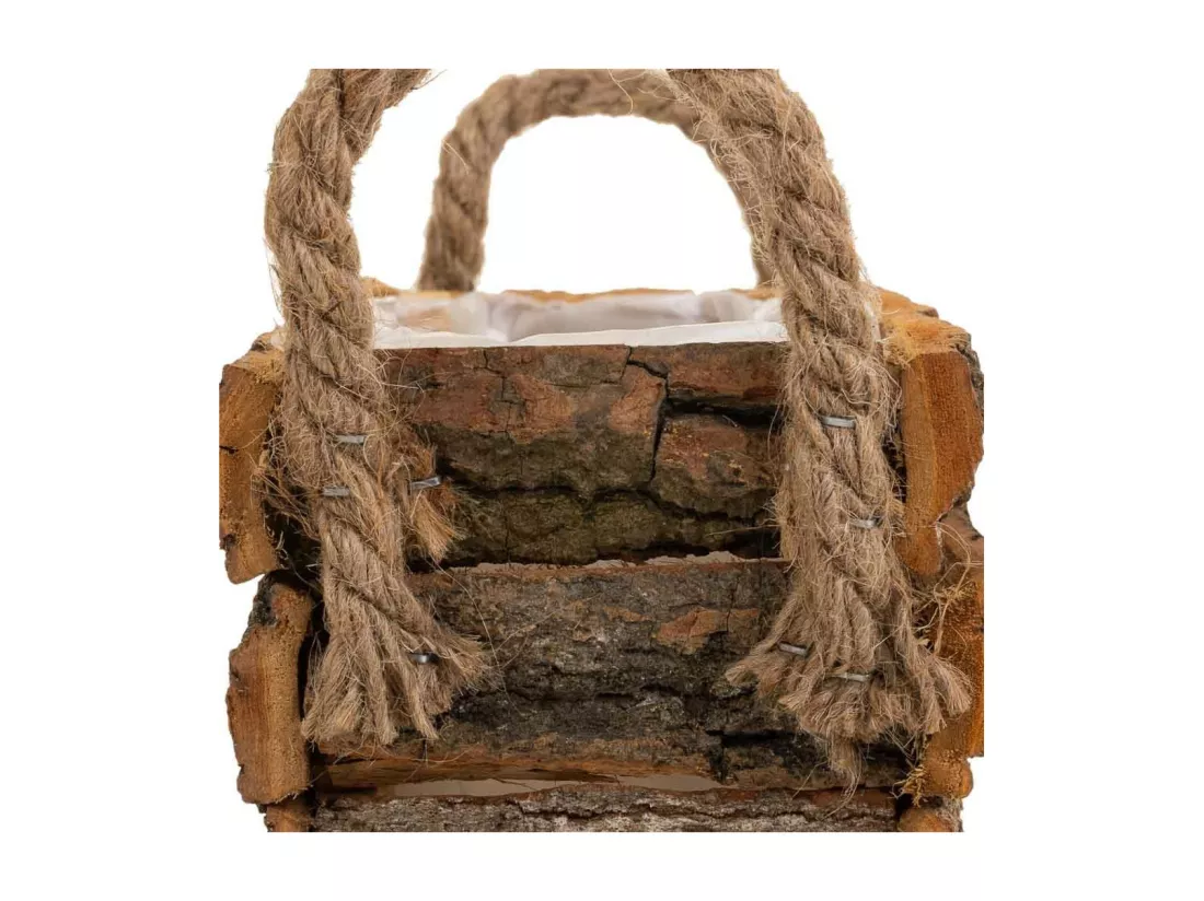 Panier en bois avec poignées marron 18x12x8h