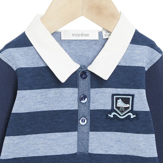 Bleu Château Polo manches longues   Stipe Big        de               Marèse