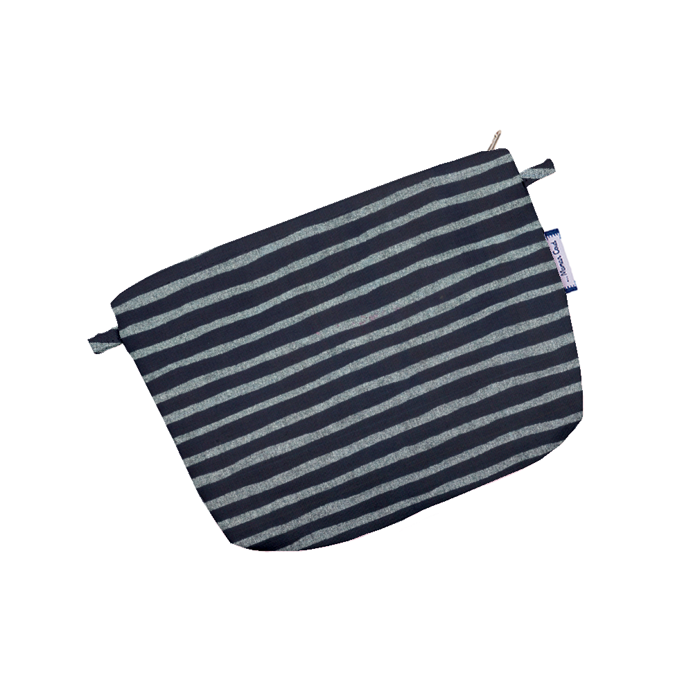 Mini Pochette Tissu Rayé Argent Marine
