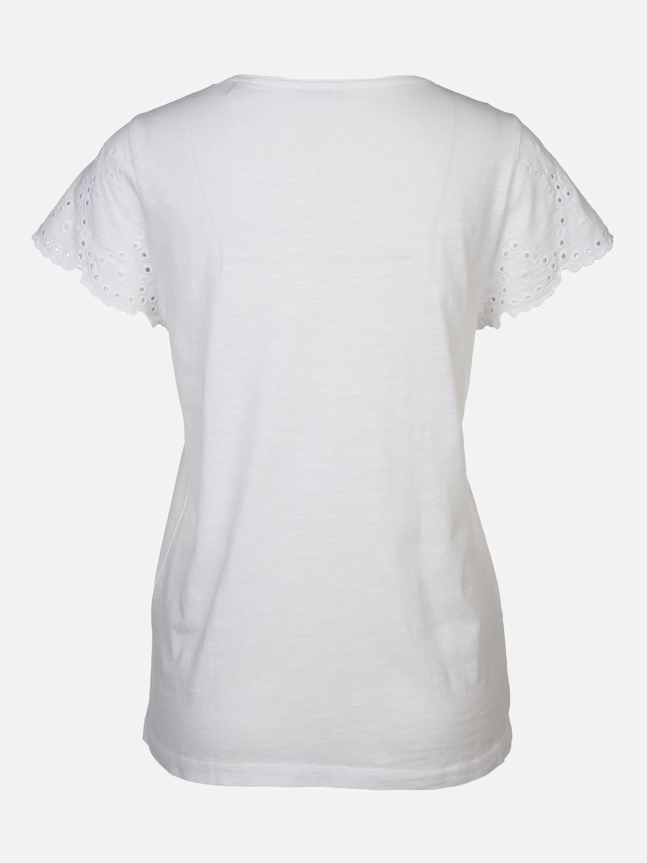 Damen Shirt mit Lochstickerei an den Ärmeln