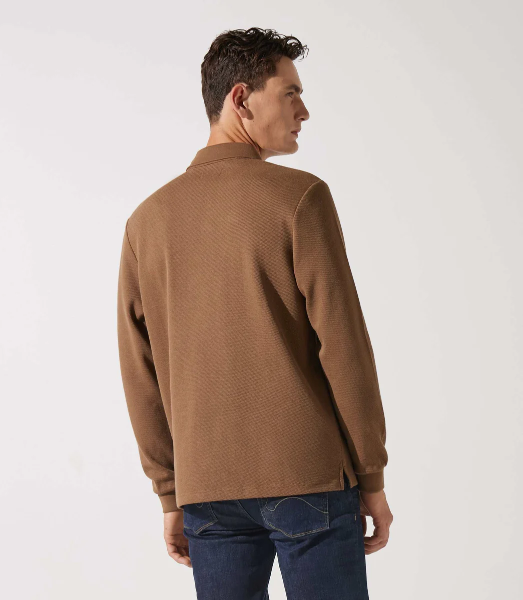 Polo manche longue camel chiné GIPIQUE