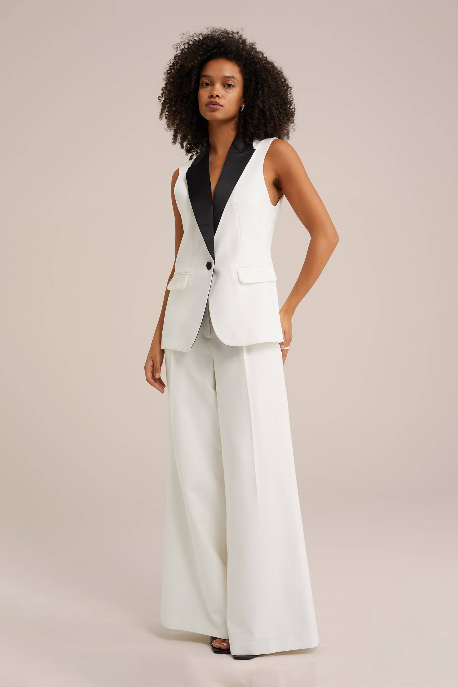 WE Fashion wide leg pantalon wit