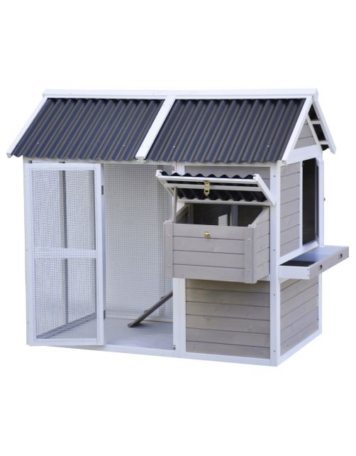 Homestyle Kippenhok Toscany - Kippenhok - 128x120x138 cm Wit Bruin