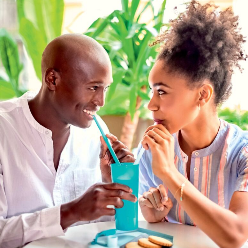 Eco+ Straw Duo Zwei nachhaltige, längenverstellbare Trinkhalme aus recyceltem Material