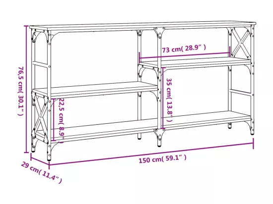 Table console chêne fumé 150x29x76,5 cm bois d'ingénierie
