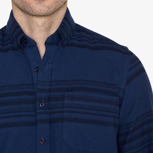 Signal Serius Stripe Flannel Skjorte, Stormy Blue, XL