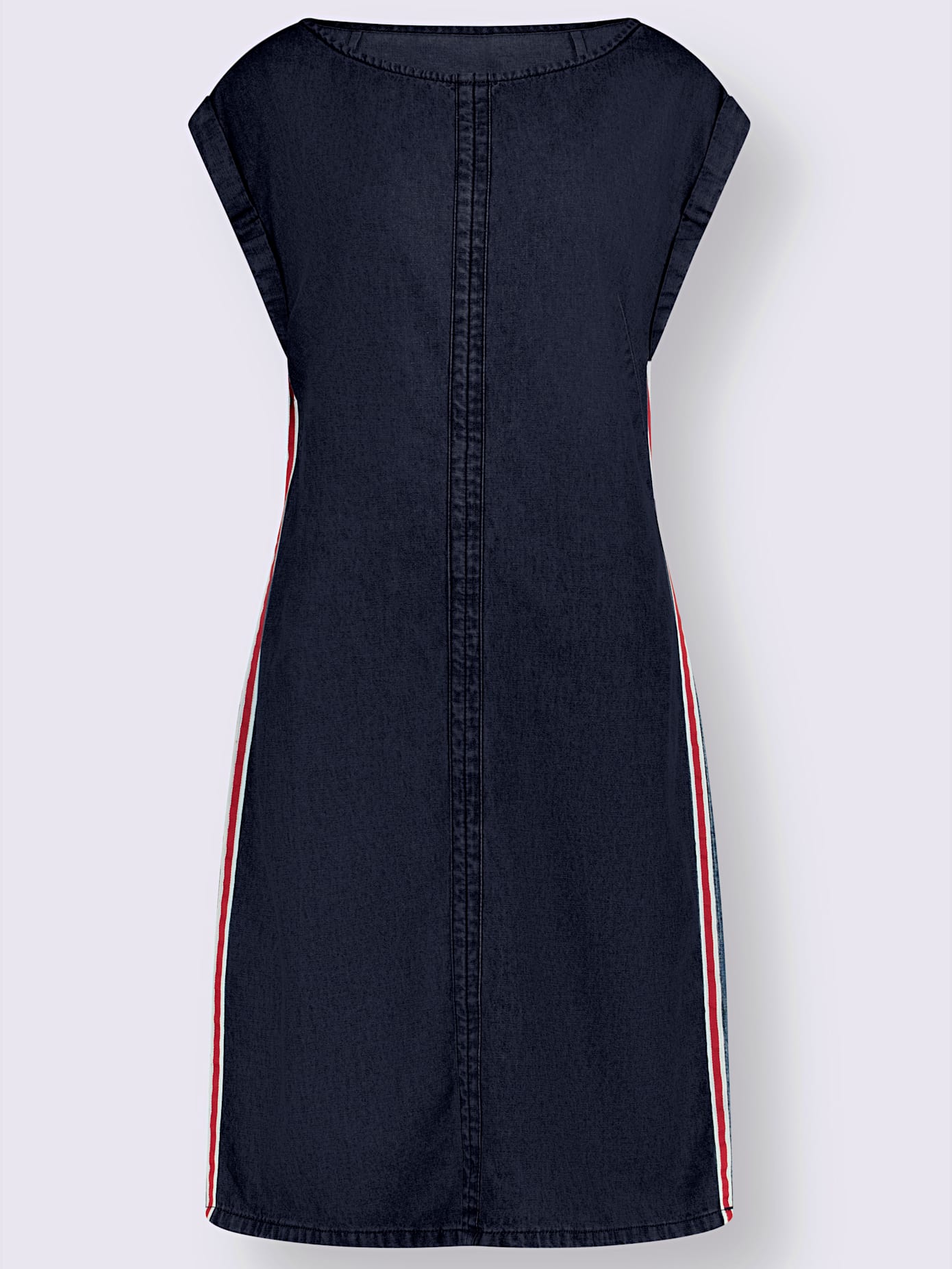 Robe sans manches effet denim bandes côtés