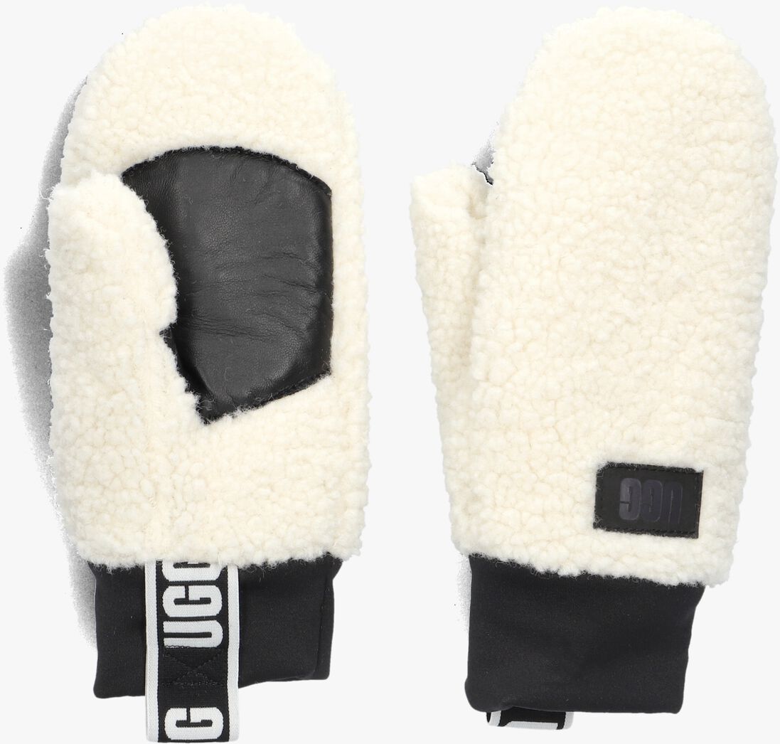 witte ugg handschoenen uggfluff mitten with logo tape