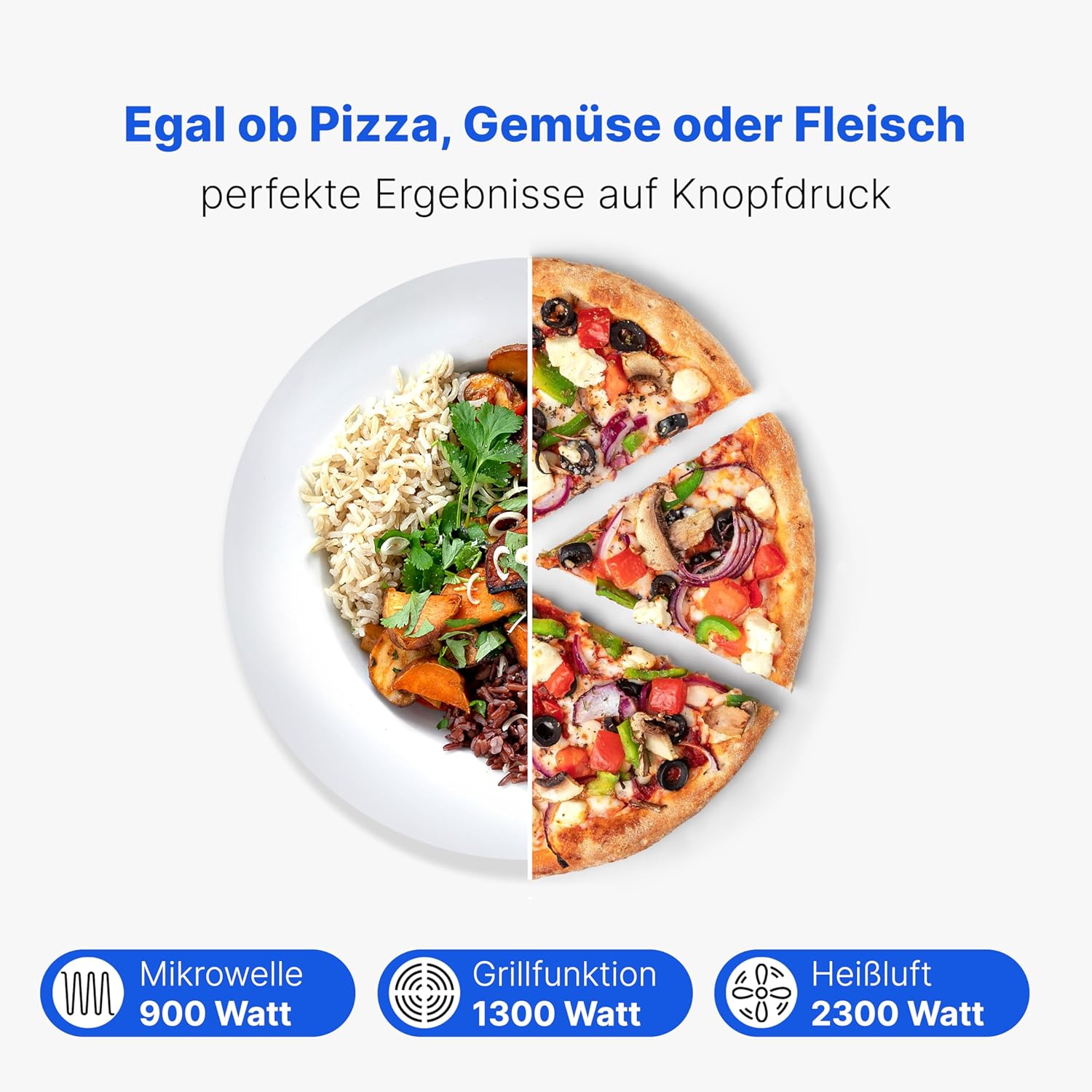Bomann® Einbaumikrowelle mit Grill und Heißluft | 60cm | 900W Mikrowelle | 1300W Grill | 2300W Heißluft | inkl. Grillrost und Drehteller | 25L Einbau Mikrowellengerät | MWG 3001 H EB inox