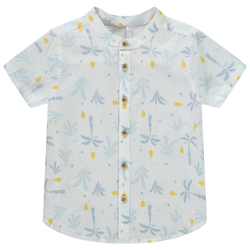 Chemise manches courtes imprimé arty à col mao pour bébé garçon - Blanc
