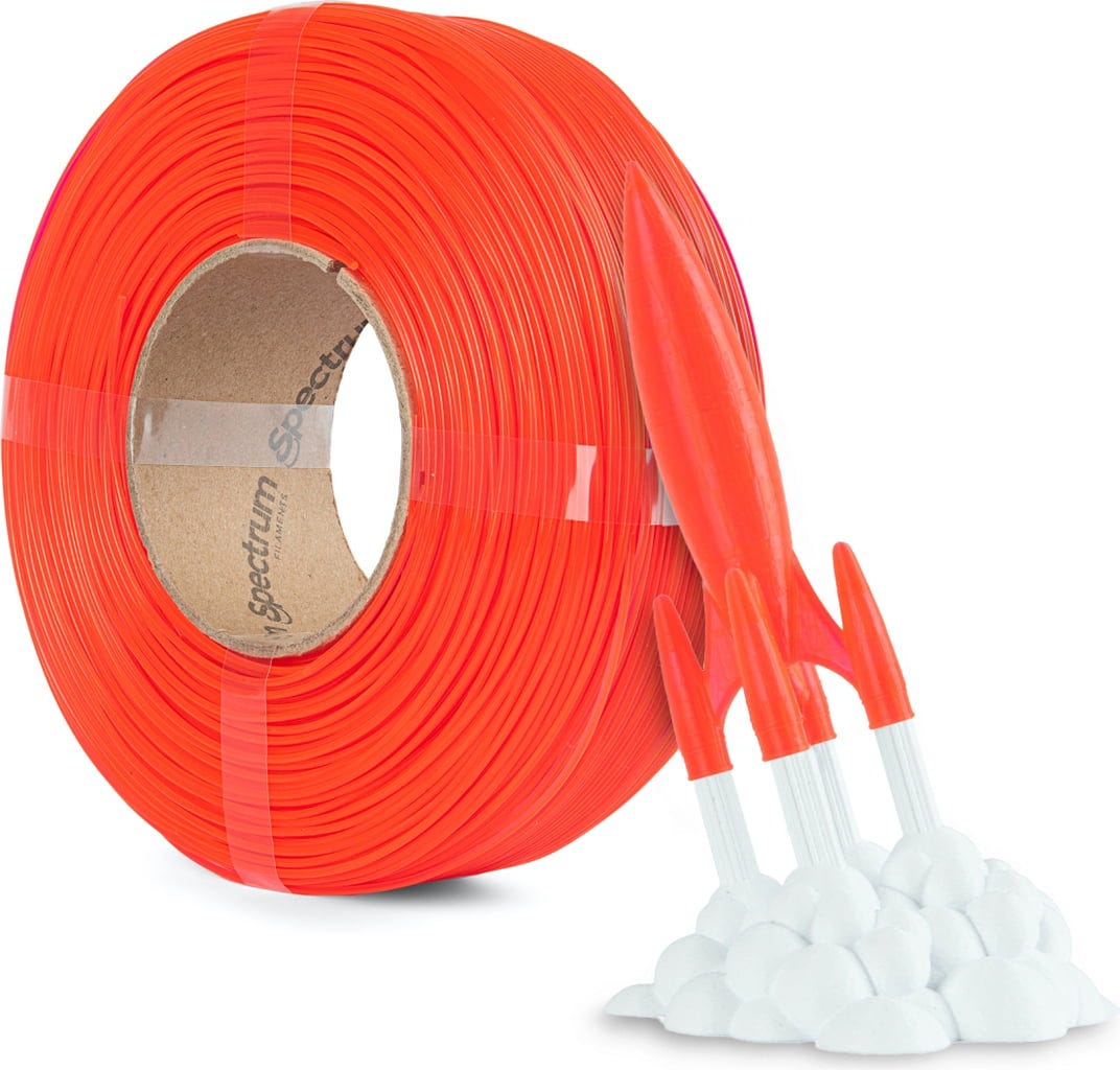 Spectrum  ReFill Premium PLA High Speed Neo Red, 1,75 mm / 1000 g    PLA ohne Spule für den Hochgeschwindigkeitsdruck in Neon Red