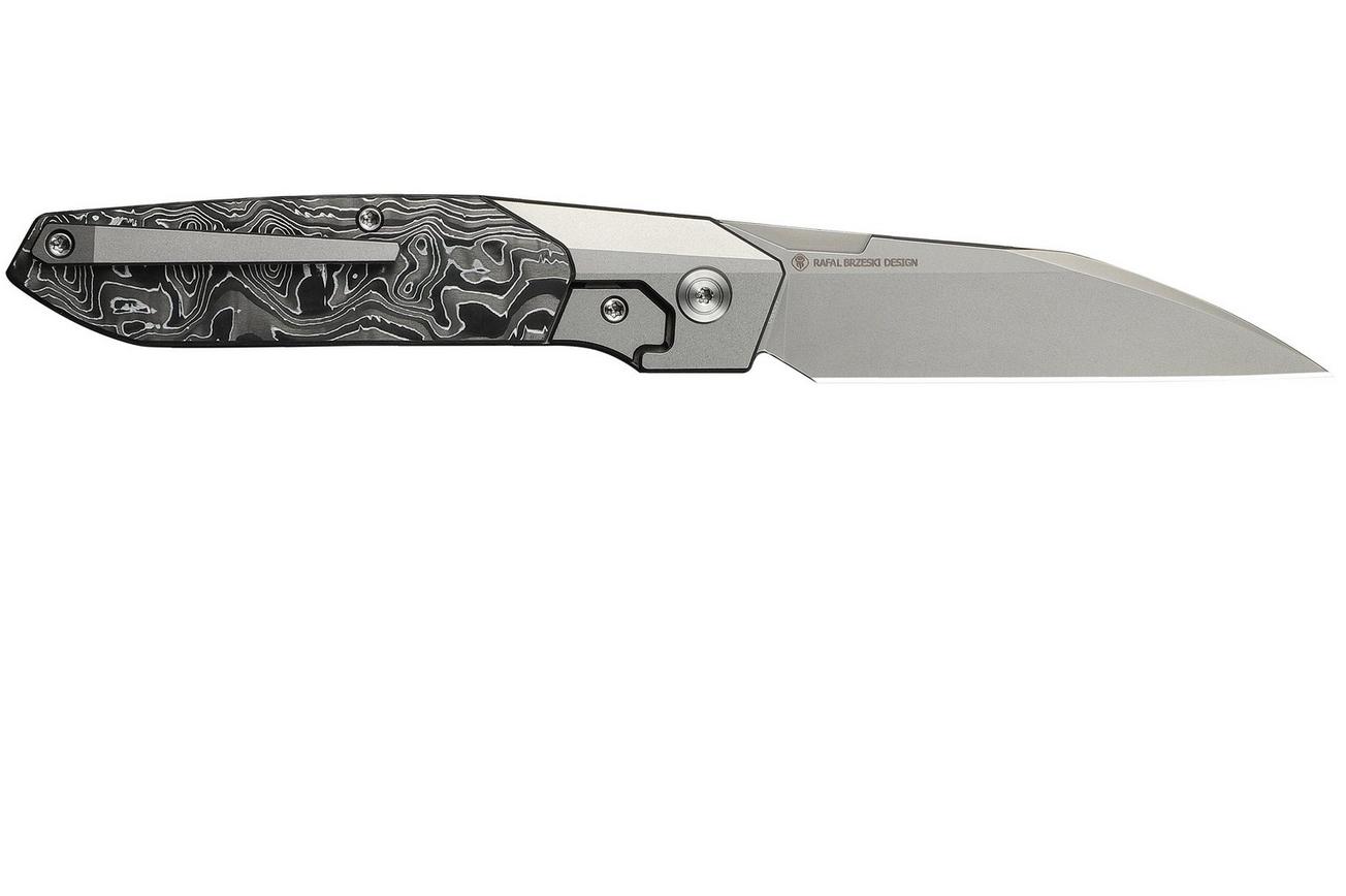 WE Knife Brr15 WE24007-2 Stonewashed M390, Titanium Aluminum Foil Carbon Inlay, zakmes, Rafal Brzeski design