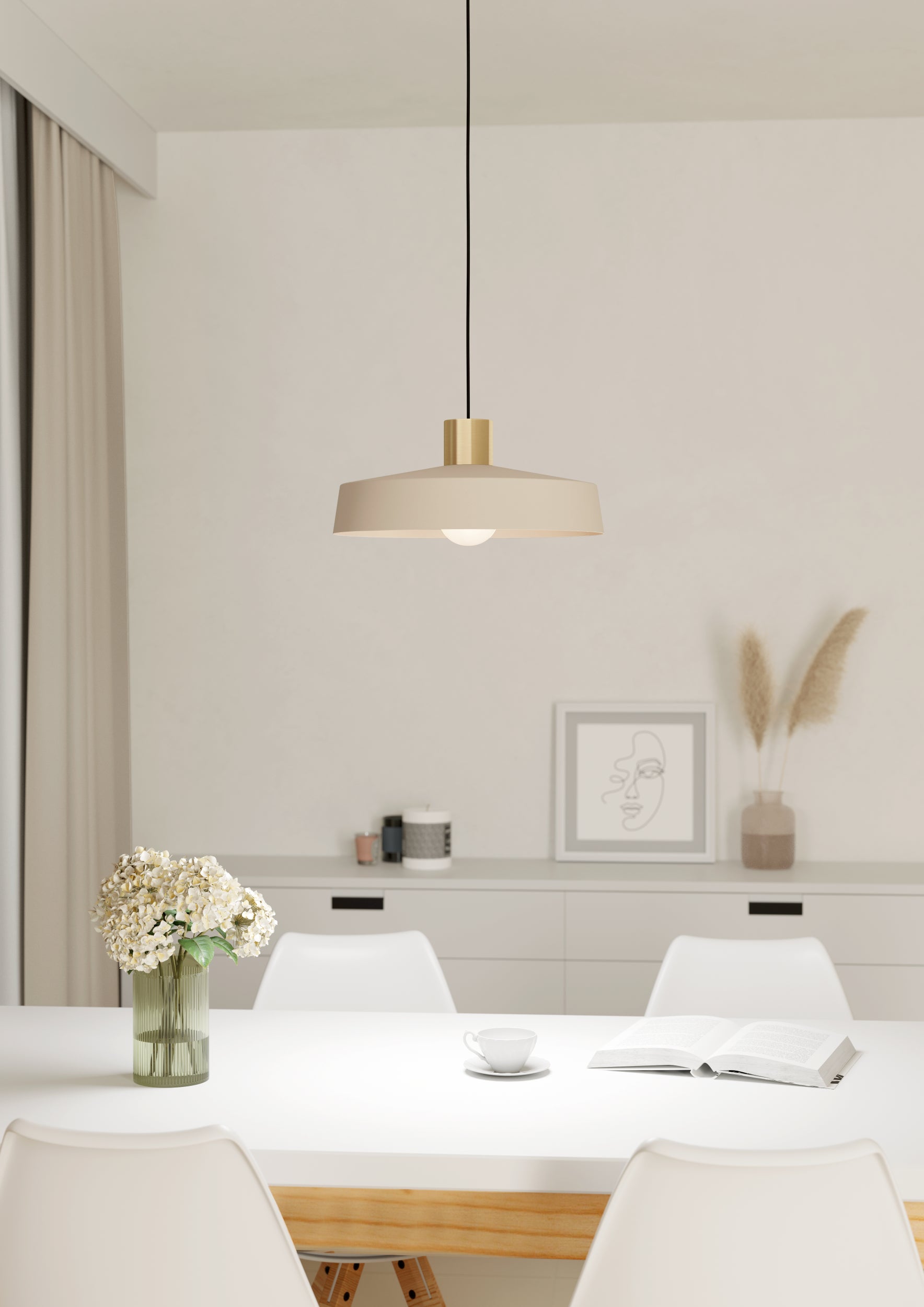 EGLO Valdiola Hanglamp - E27 - Ã 36 cm - Beige|Goud - Staal