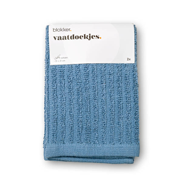 Blokker vaatdoekjes 2st Donker grijs/Blauw