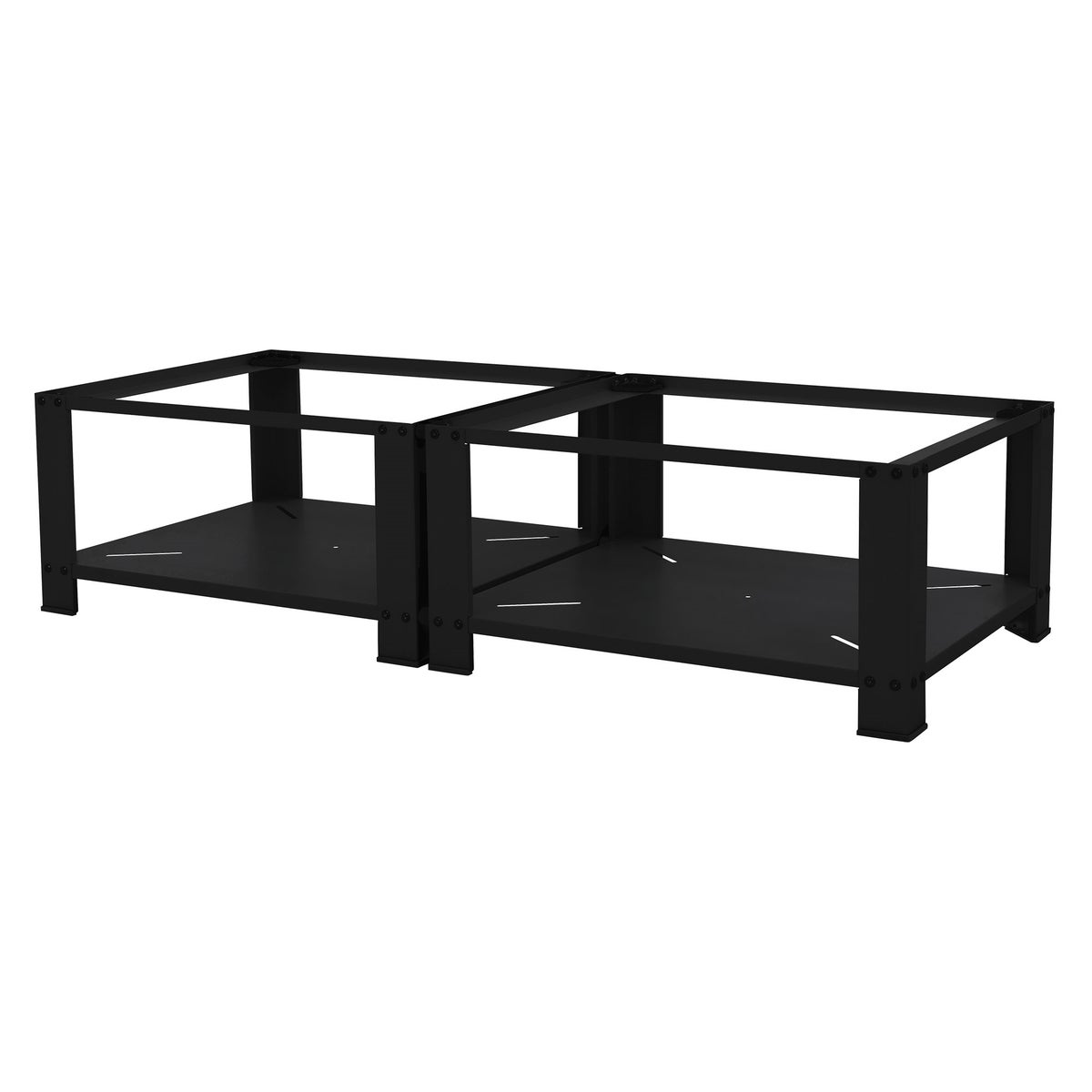 ML-Design Dubbele Wasmachine Basis met 2 Planken, Zwart 128x54cm Staal, 2x 150kg, Stevige Dubbele Wasmachine Basis, 32cm Hoog Platform, Verhoogde Basiseenheid, Dubbele Basiseenheid, Dubbel Platform