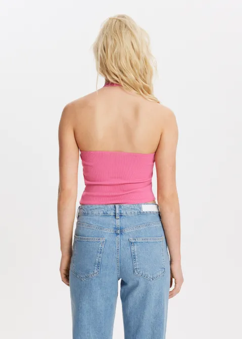 Twisted halter top roze (ROS.HOT)