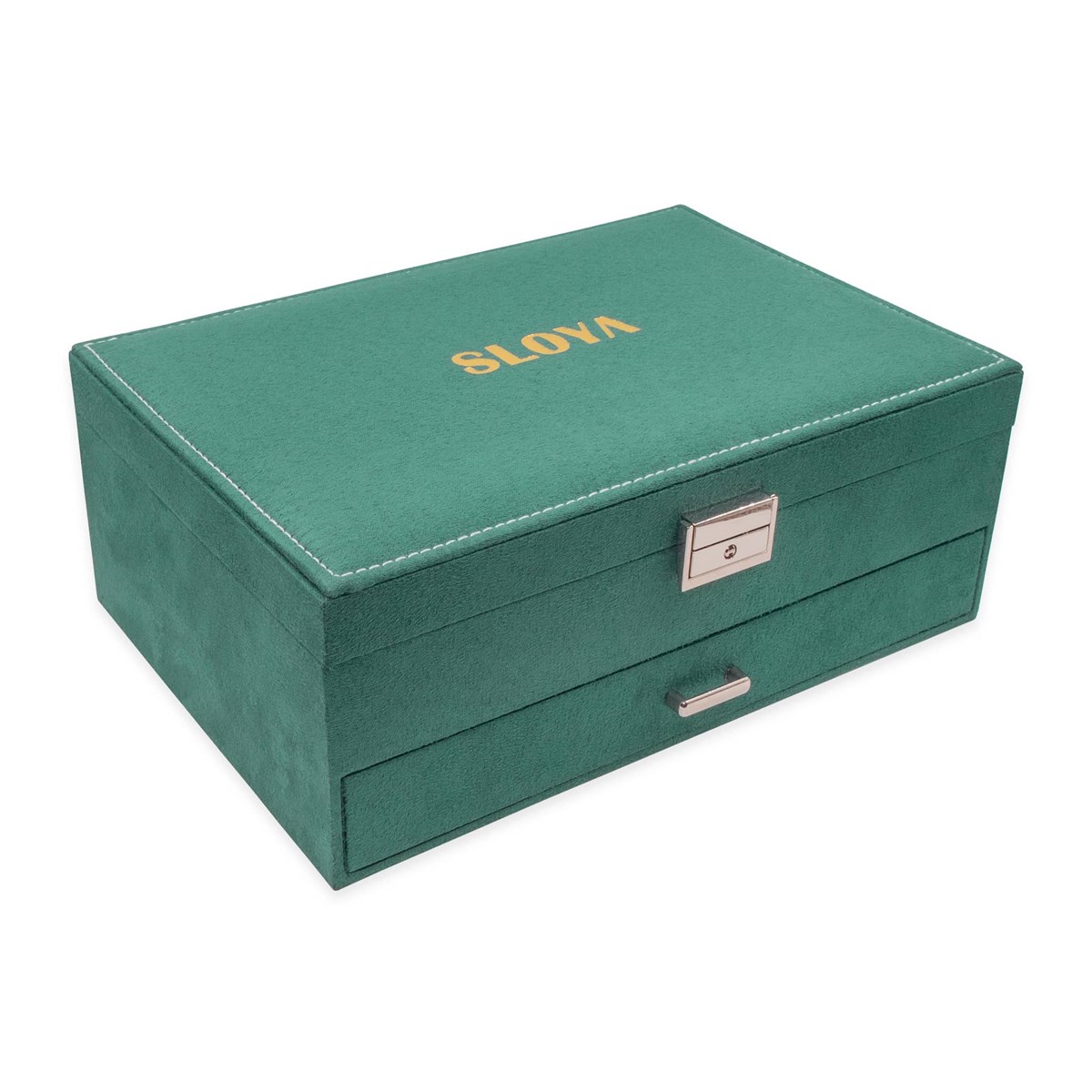 Grande boîte à bijoux velours vert émeraude