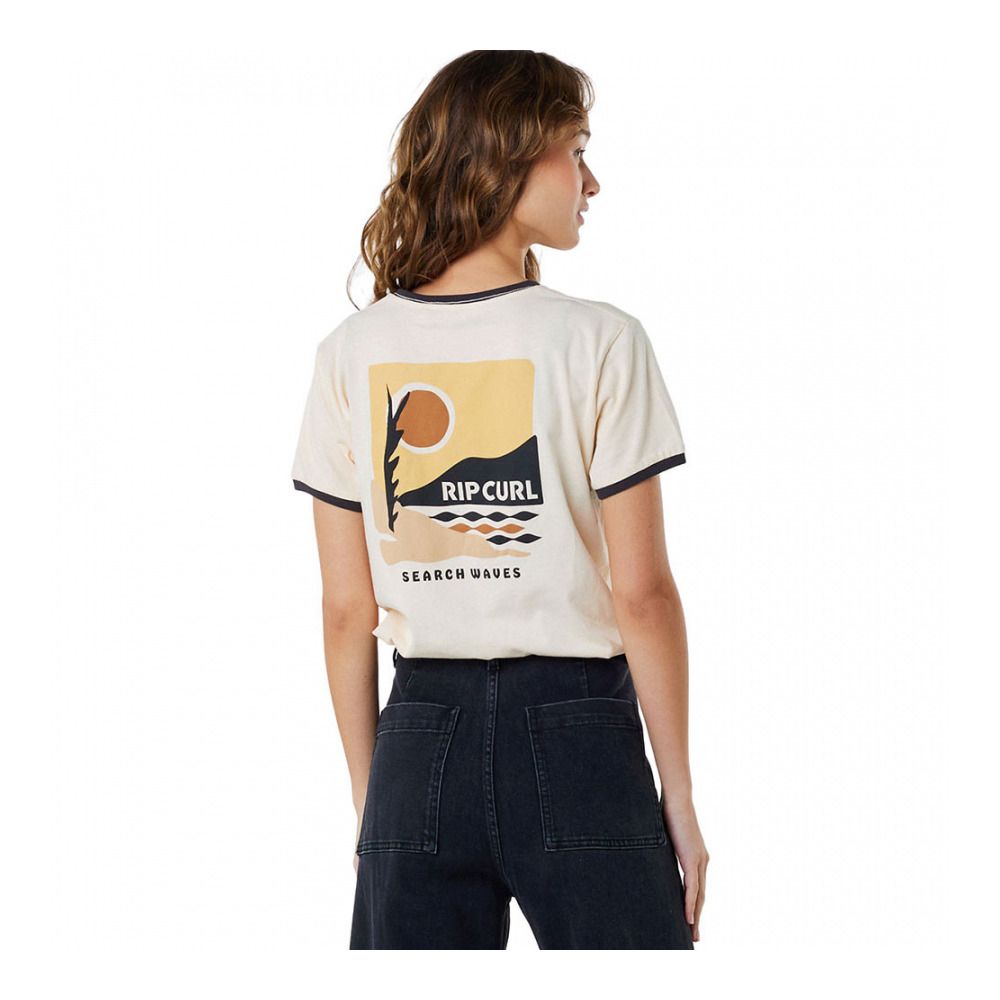 Rip Curl COLOR BLOCK RINGER - Tee-shirt Femme off white