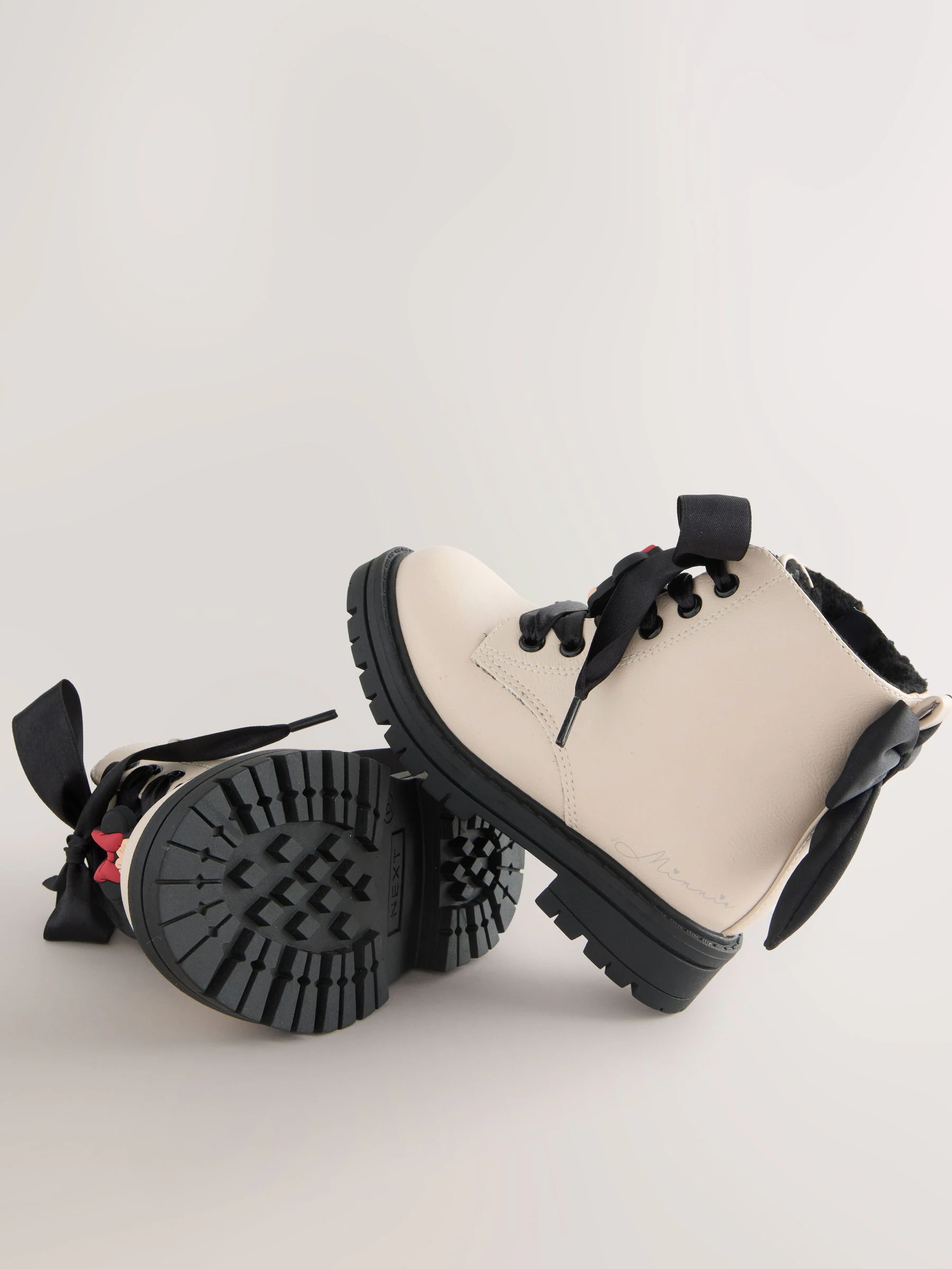 Neutraal - Minnie Mouse Bow Detail Lace Up Enkellaarsjes