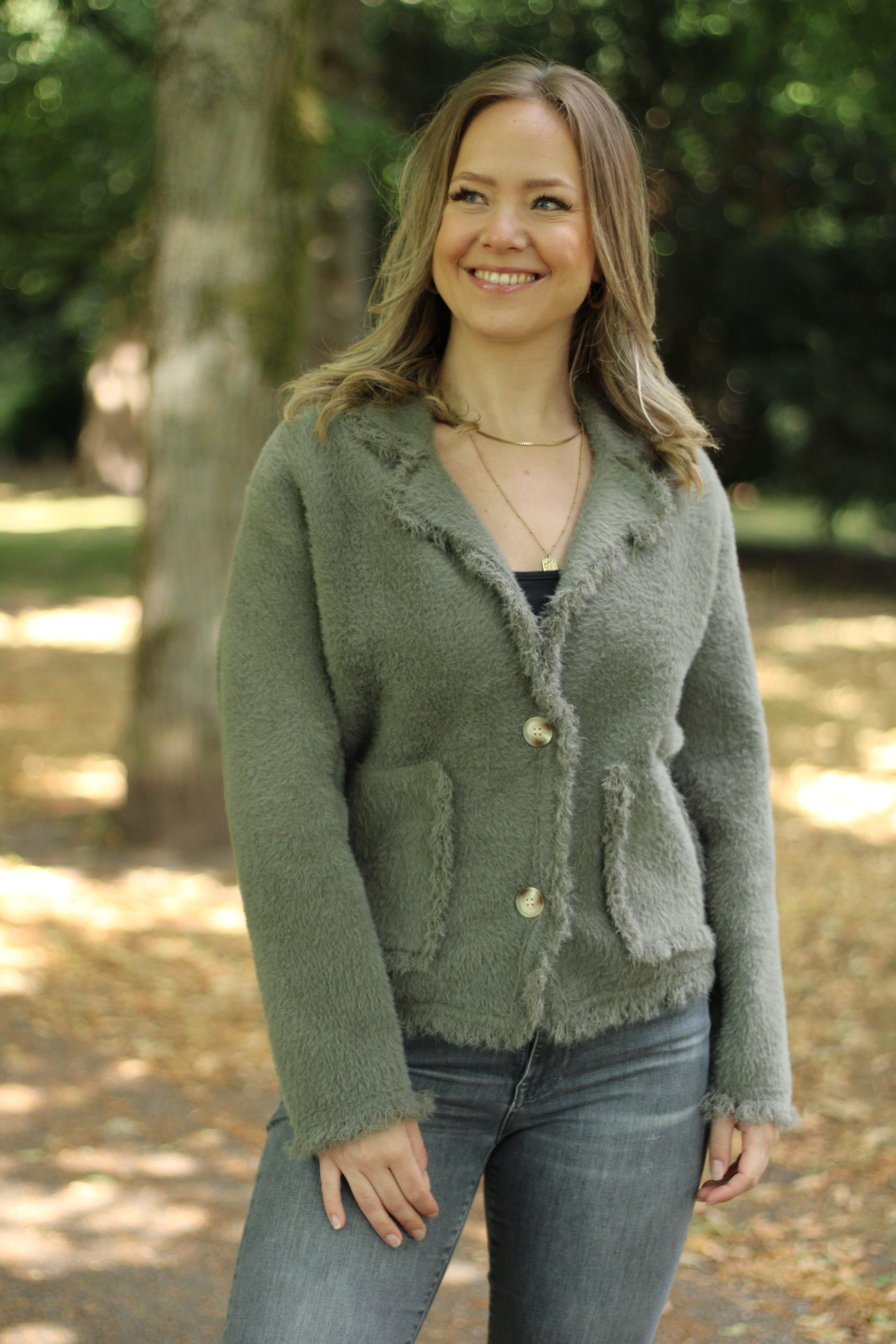 Rino & Pelle - Sena Cardigan With Fringes - Ash Green