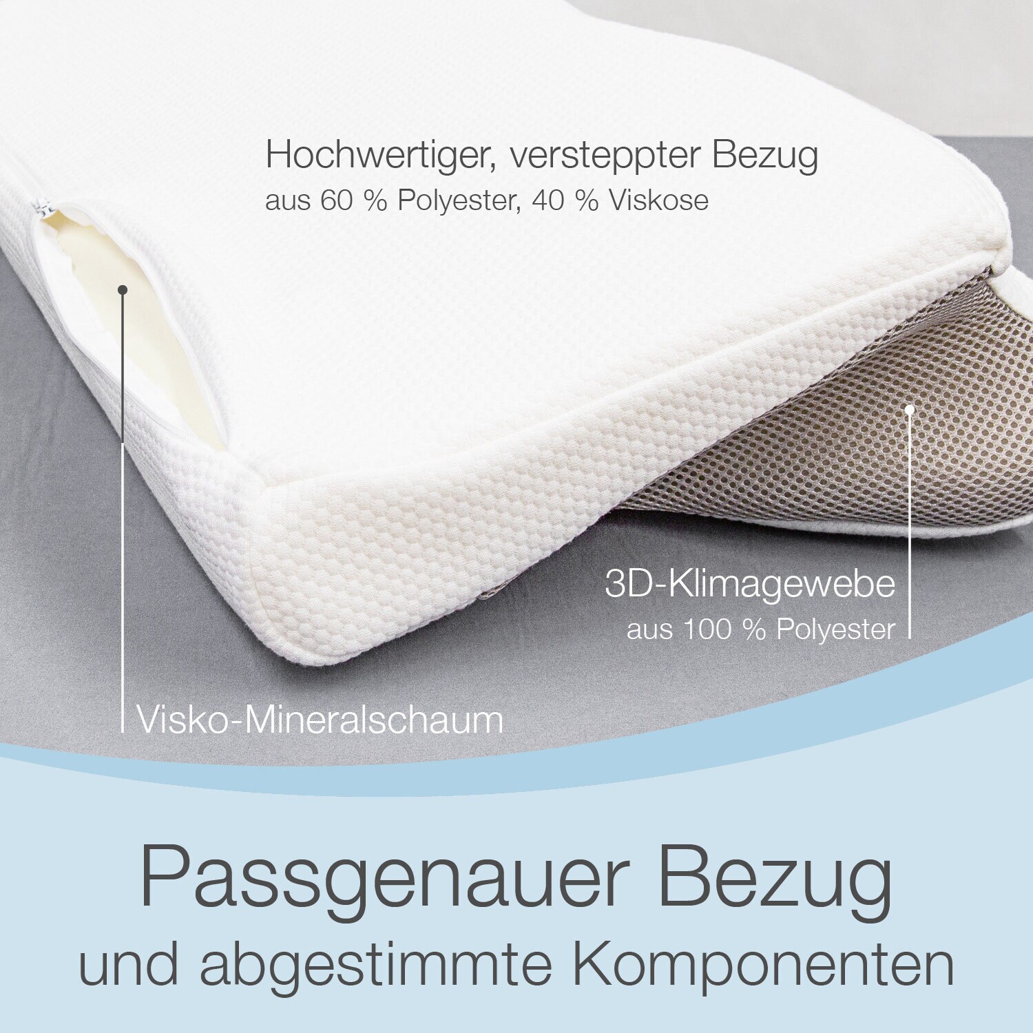 Bestschlaf Orthopädisches Nackenstützkissen Visco mit 3D-Abstandsgewebe inkl. Bezug